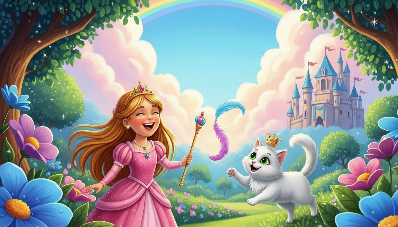 Prensesin kedisiyle oynadığını gösteren resim